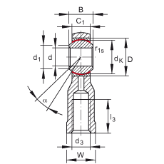 桿端軸承 GIKSL12-PS, 根據(jù) DIN ISO 12 240-4 標準，特種鋼材料，帶左旋內(nèi)螺紋，免維護
