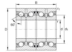 推力角接觸球軸承 ZKLN5090-2RS-2AP, 配對(duì)，雙向，兩側(cè)唇密封