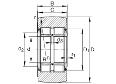 支撐型滾輪 NNTR90X220X100-2ZL, 滿裝滾子，軸向引導(dǎo)，兩側(cè)唇密封