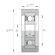 滾輪 KLRZ12X41X16-2RSR, 帶塑料箍，兩側(cè)密封