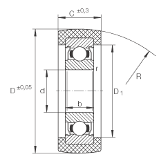 滾輪 KLRU12X35X12-2Z, 帶塑料箍，兩側(cè)密封