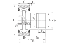 螺栓型滾輪 KR5207-2RS, 雙列，兩側唇密封