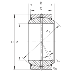 關(guān)節(jié)軸承 GE200-DO-2RS, 根據(jù) DIN ISO 12 240-1 標(biāo)準(zhǔn), 需維護(hù)，兩側(cè)唇密封