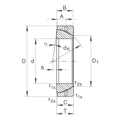 角接觸關(guān)節(jié)軸承 GE120-SX, 根據(jù) DIN ISO 12 240-2 標(biāo)準(zhǔn)，需維護(hù)