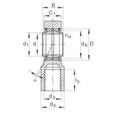 液壓桿端軸承 GIHNRK110-LO, 根據(jù) DIN ISO 12 240-4 標(biāo)準(zhǔn)，帶右旋螺紋夾緊裝置，需維護(hù)