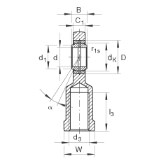 桿端軸承 GIL70-DO-2RS, 根據(jù) DIN ISO 12 240-4 標(biāo)準(zhǔn)，帶左旋內(nèi)螺紋，需維護(hù)，兩側(cè)唇密封