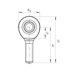 桿端軸承 GAL35-UK-2RS, 根據(jù) DIN ISO 12 240-4 標(biāo)準(zhǔn)，帶左旋外螺紋，免維護(hù)，兩側(cè)唇密封