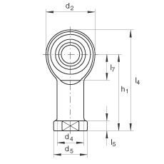 桿端軸承 GIKR20-PW, 根據(jù) DIN ISO 12 240-4 標(biāo)準(zhǔn)，帶右旋內(nèi)螺紋，需維護(hù)
