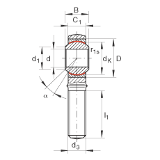 桿端軸承 GAKL18-PW, 根據(jù) DIN ISO 12 240-4 標準，帶左旋外螺紋，需維護