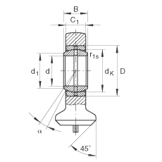 液壓桿端軸承 GK15-DO, 根據(jù) DIN ISO 12 240 標(biāo)準(zhǔn)，帶焊接面，需維護(hù)
