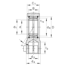 液壓桿端軸承 GIHRK50-DO, 根據(jù) DIN ISO 12 240-4 標(biāo)準(zhǔn)，帶右旋螺紋夾緊裝置，需維護(hù)