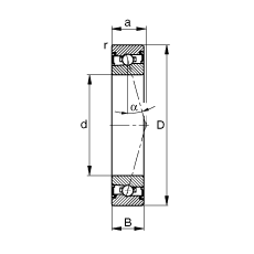 主軸軸承 HSS71911-C-T-P4S, 調(diào)節(jié)，成對(duì)安裝，接觸角 α = 15°，兩側(cè)唇密封，非接觸，加嚴(yán)公差