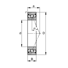 主軸軸承 HSS7007-E-T-P4S, 調(diào)節(jié)，成對安裝，接觸角 α = 25°，兩側(cè)唇密封，非接觸，限制公差