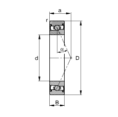 主軸軸承 HCS71920-E-T-P4S, 調(diào)節(jié)，成對或單元安裝，接觸角 α = 25°，兩側(cè)唇密封，非接觸，限制公差