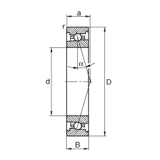 主軸軸承 HS71909-C-T-P4S, 調(diào)節(jié)，成對安裝，接觸角 α = 15°，限制公差