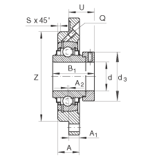 軸承座單元 RME40-N, 帶四個(gè)螺栓孔的法蘭的軸承座單元，定心凸出物，鑄鐵，偏心鎖圈，R 型密封
